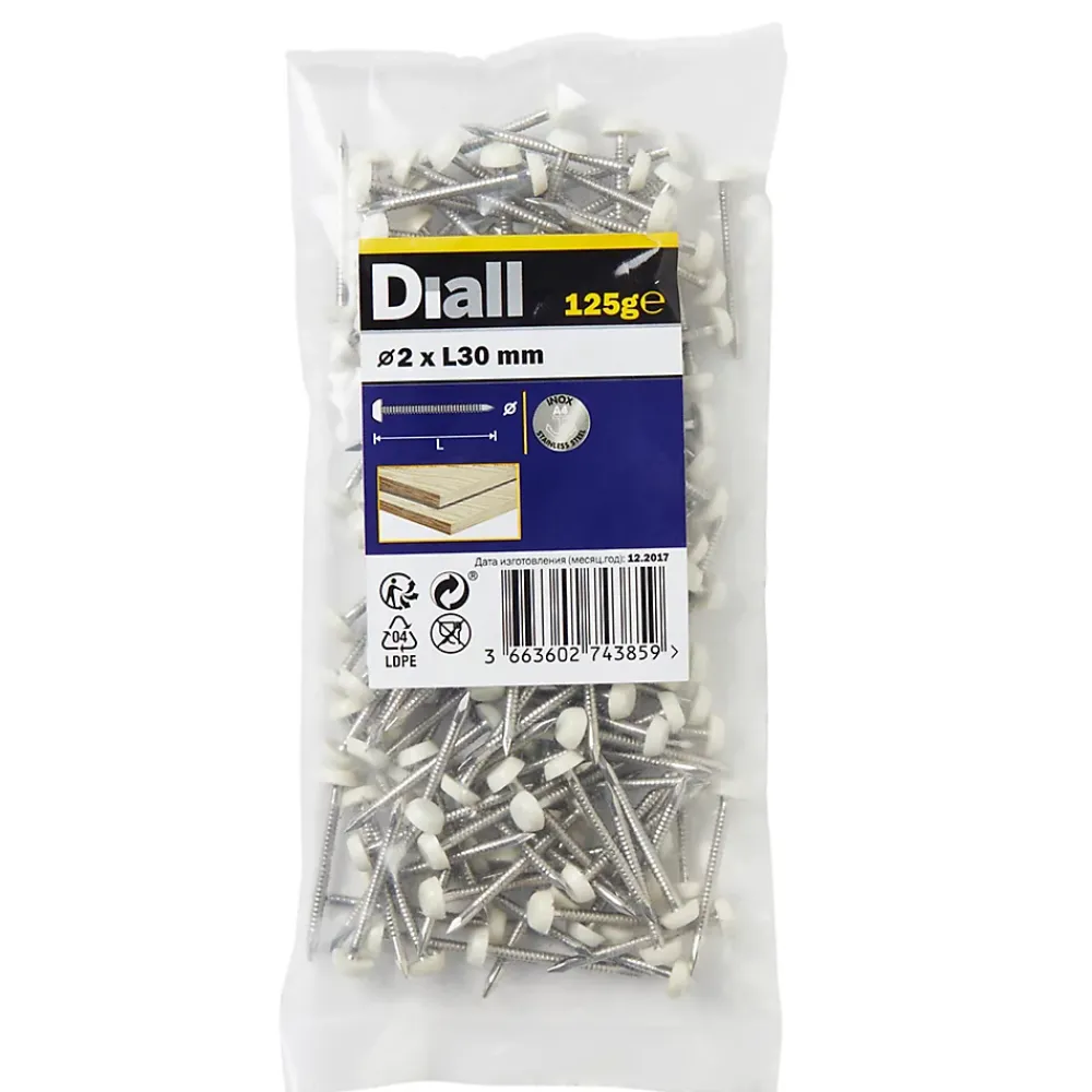 Diall Clou À Tête Ronde-Clous UPVC en acier inoxydable A4 2x30 - 125g