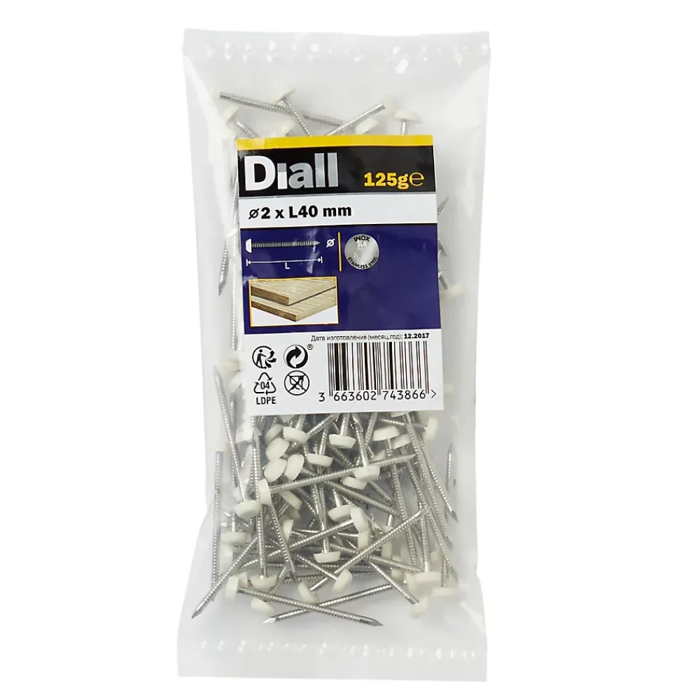 Diall Clous UPVC en acier inoxydable A4 2x40 - 125g