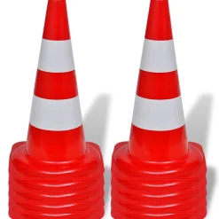 Vidaxl Cône de signalisation réfléchissant 10 pcs 50 cm Rouge et blanc