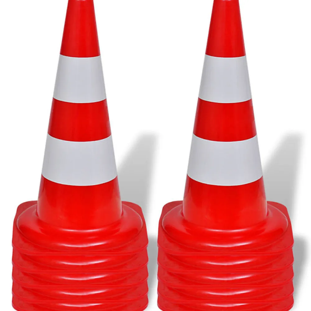 Vidaxl Cône de signalisation réfléchissant 10 pcs 50 cm Rouge et blanc