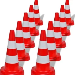 Vidaxl Cône de signalisation réfléchissant 10 pcs 50 cm Rouge et blanc