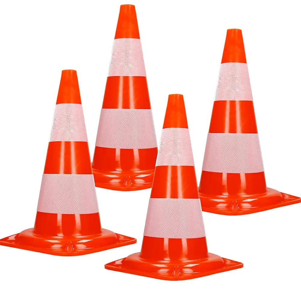 ECD Germany Panneau De Signalisation-Cônes de signalisation routière cône de chantier orange blanc 47 cm 4 pièces