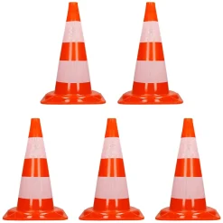 ECD Germany Cônes de signalisation routière cône de chantier orange blanc 47 cm 5 pièces