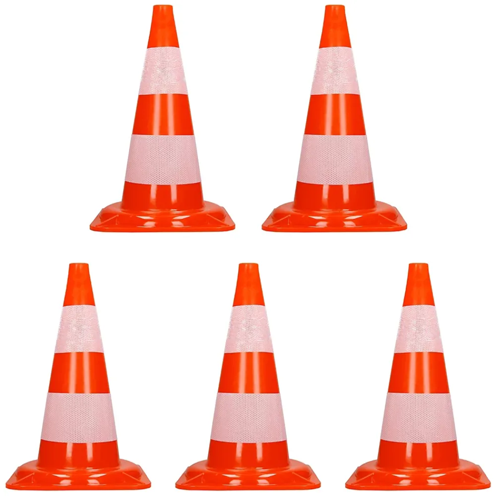 ECD Germany Cônes de signalisation routière cône de chantier orange blanc 47 cm 5 pièces