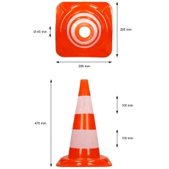 ECD Germany Panneau De Signalisation-Cônes de signalisation routière cône de chantier orange blanc 47 cm 3 pièces