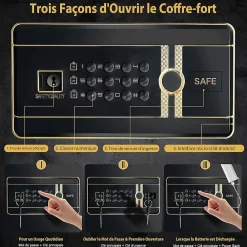 Giantex Coffre-fort avec Serrure à Code électronique, Coffre-fort avec étagère Amovible et Système d'Alarme, 36,5X37,5X59 CM, Noir
