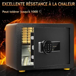 Giantex Coffre-fort en Acier,40X30X30 CM,avec Serrure à Code électronique,étagère Amovible,Système d'Alarme et Fonction Anti-indiscrétion