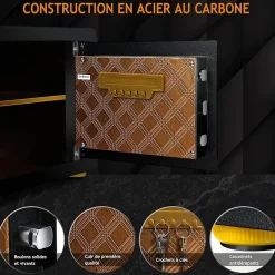 Giantex Coffre-fort en Acier,40X30X30 CM,avec Serrure à Code électronique,étagère Amovible,Système d'Alarme et Fonction Anti-indiscrétion