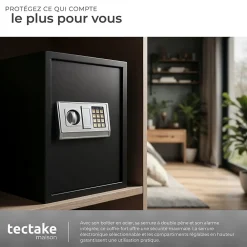 Tectake Coffre-Fort-Coffre-fort électronique en acier 50 x 35 x 34,5 cm fer noir