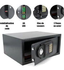 Autres Coffre-Fort-Coffre fort 25L spécial ordinateur portable ouverture serrure électronique Reskal