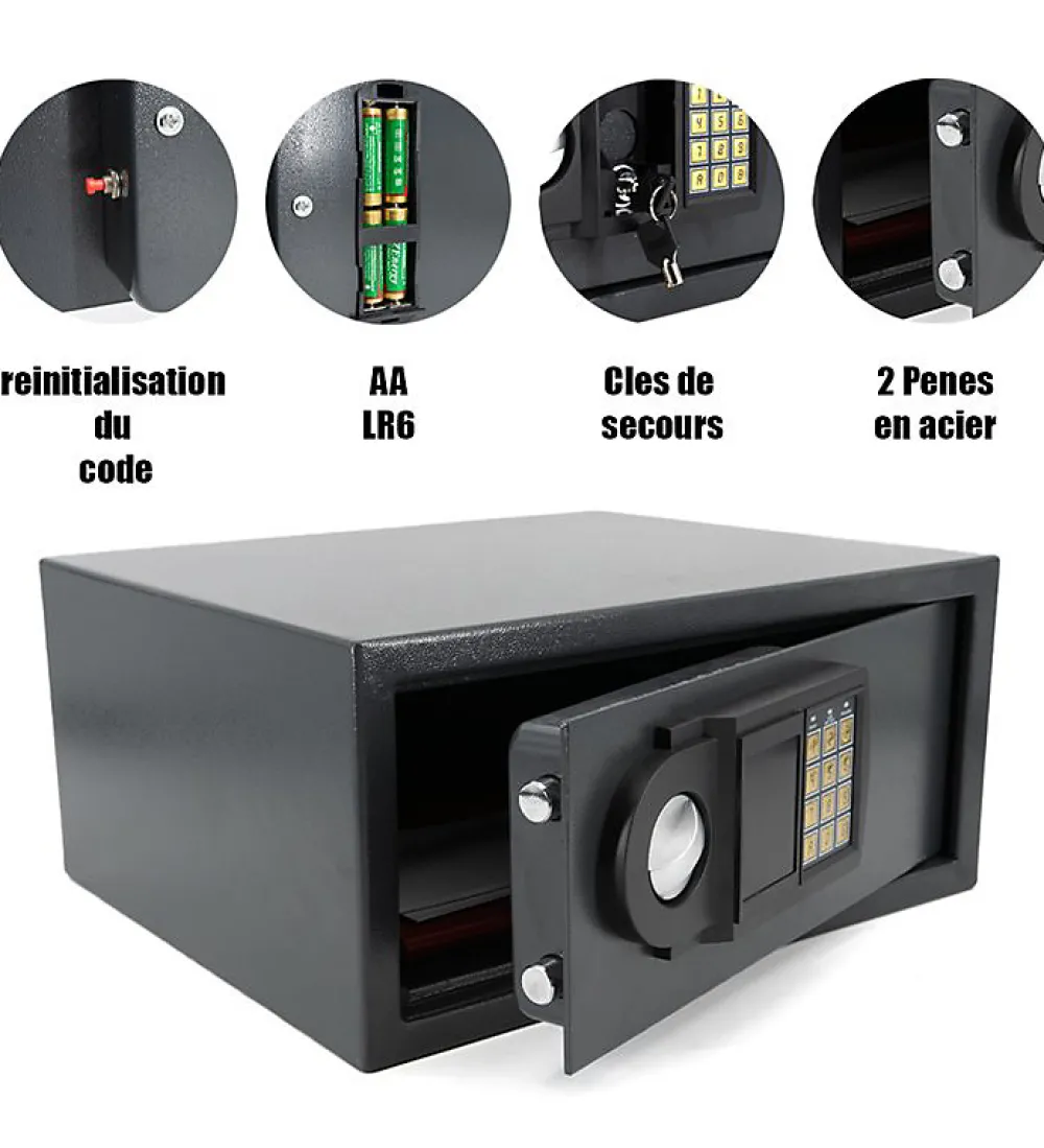 Autres Coffre-Fort-Coffre fort 25L spécial ordinateur portable ouverture serrure électronique Reskal