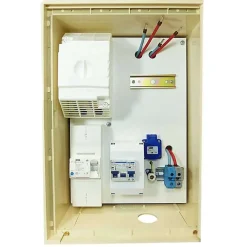 Tecko Tableau Électrique Pré-Équipé-Coffret de chantier monophasé 3/6/9 kW - pack complet raccordement souterrain 3m conforme ENEDIS avec 1 prise et bornier IP2X