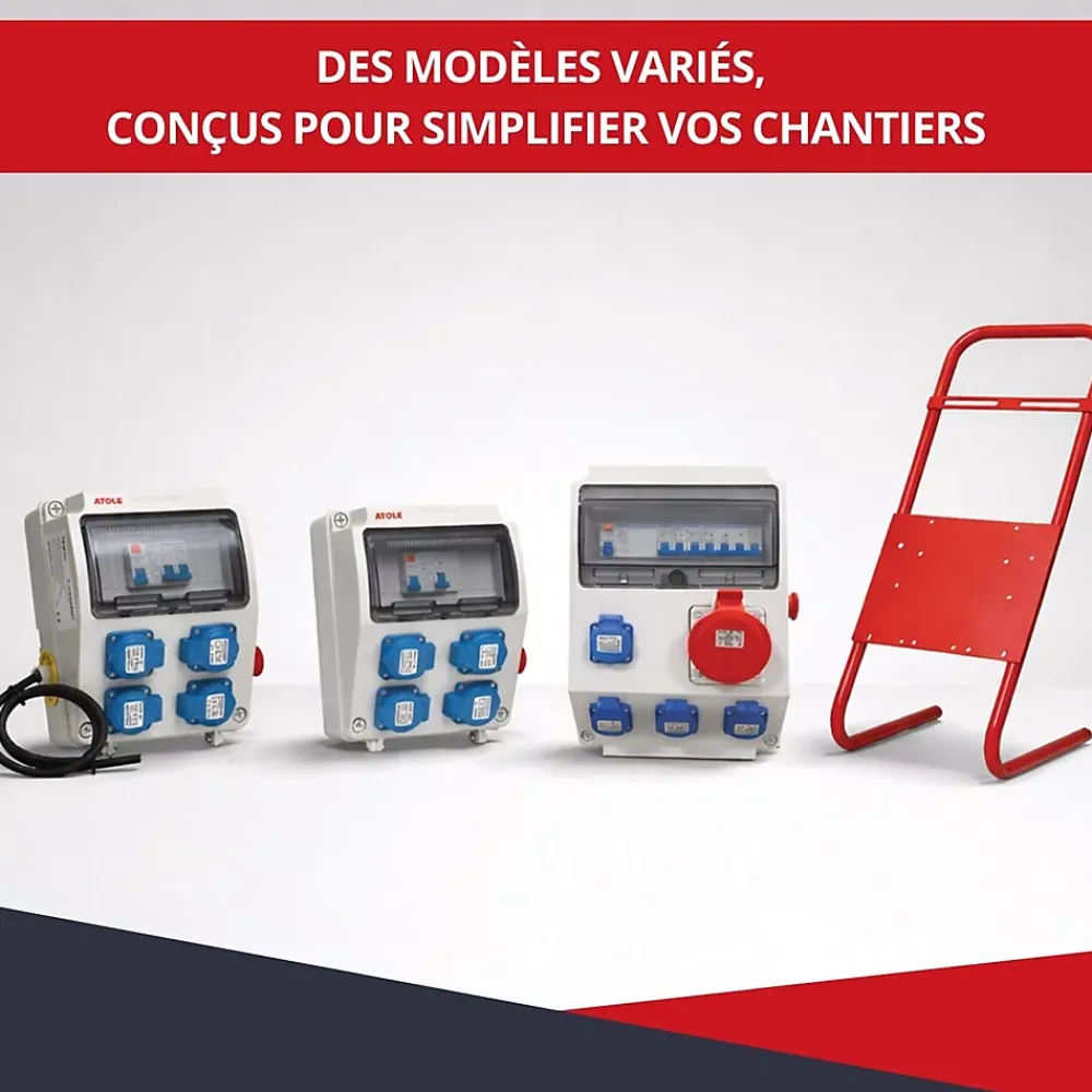 Atole Coffret de Chantier Monophasé 230V - 4 Prises NF 2P+T - 16A - 9 Modules - Coffret Électrique sans câble