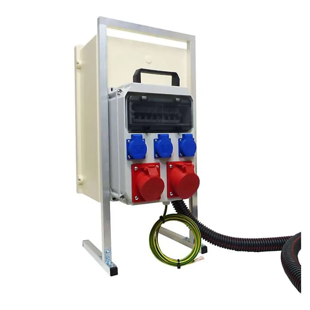 Tecko Tableau Électrique Pré-Équipé-Coffret de chantier triphasé 6/18 kW - pack complet raccordement SOL 3m avec prises 32A 16A conforme ENEDIS