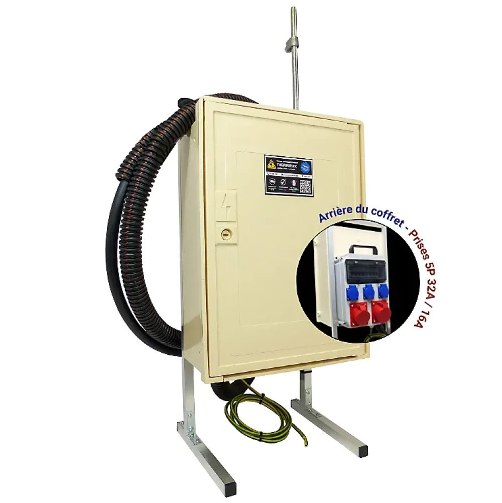 Tecko Coffret de chantier triphasé 6/18 kW - pack complet raccordement AIR 15m avec prises 32A 16A conforme ENEDIS