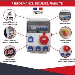 Atole Coffret de Chantier Triphasé 440V - 4P+N+T - IP44 IK08 - 32A - Coffret Électrique