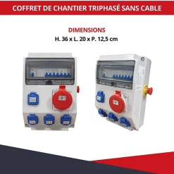 Atole Coffret de Chantier Triphasé 440V - 4P+N+T - IP44 IK08 - 32A - Coffret Électrique