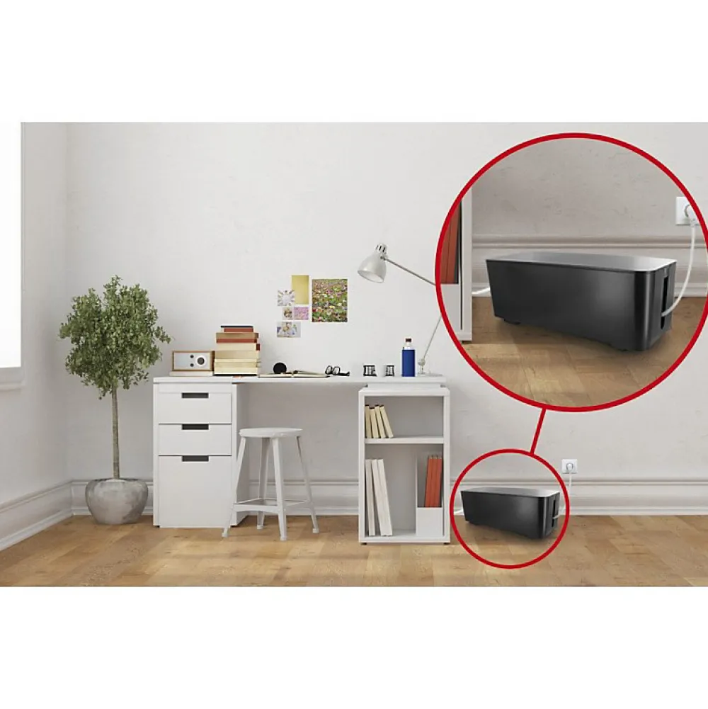 Lifebox Range-Fil Et Cache-Fil|Range-Fil Et Cache-Fil-Coffret de rangement câbles et multiprises grande taille noir