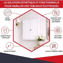 Atole Porte Et Cache Tableau Électrique-Coffret d'habillage en acier avec clé pour tableaux électriques double - H 54 x L 58,5 x P 16 cm - Réf. RCH2T416GSS