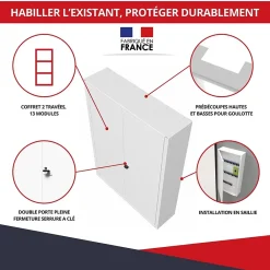 Atole Coffret d'habillage en acier avec clé pour tableaux électriques double - H 54 x L 58,5 x P 16 cm - Réf. RCH2T516GSS