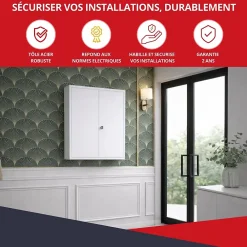 Atole Coffret d'habillage en acier avec clé pour tableaux électriques double - H 54 x L 58,5 x P 16 cm - Réf. RCH2T516GSS