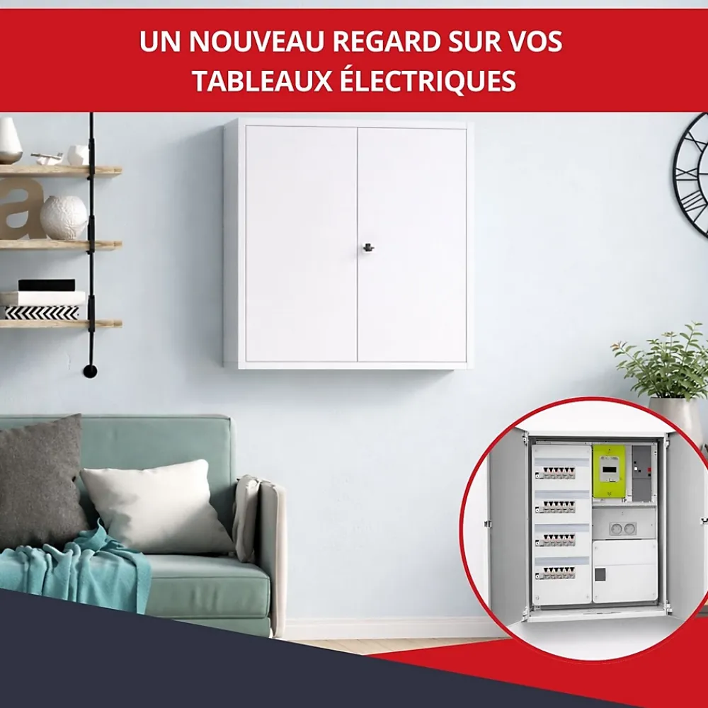 Atole Coffret d'habillage en acier avec clé pour tableaux électriques double - H 54 x L 58,5 x P 16 cm - Réf. RCH2T216GSS