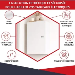 Atole Coffret d'habillage 13 modules en acier blanc avec serrure à clef - H 920 x L 340 x P 140 mm - Réf. RCH400GSS