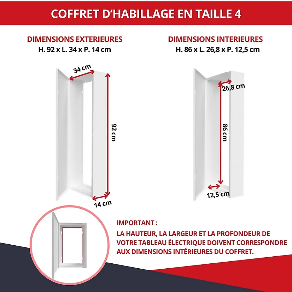 Atole Coffret d'habillage 13 modules en acier blanc avec serrure à clef - H 920 x L 340 x P 140 mm - Réf. RCH400GSS