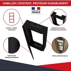 Atole Coffret d'habillage 13 modules en acier noir pour tableaux éléctriques - H 790 x L 340 x P 140 mm - Réf. RCH300NR