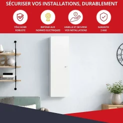 Atole Coffret d'habillage 13 modules en acier blanc avec serrure à clef - H 540 x L 340 x P 140 mm - Réf. RCH100GSS