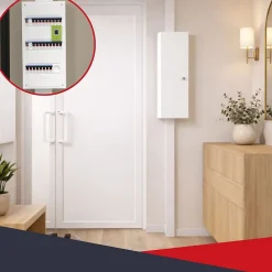 Atole Coffret d'habillage 13 modules en acier blanc avec serrure à clef - H 1170 x L 340 x P 140 mm - Réf. RCH600GSS