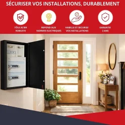 Atole Coffret d'habillage 13 modules en acier noir pour tableaux électriques - H 540 x L 340 x P 140 mm - Réf. RCH100NR