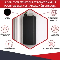 Atole Coffret d'habillage 13 modules en acier noir pour tableaux électriques - H 540 x L 340 x P 140 mm - Réf. RCH100NR