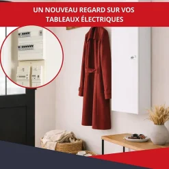 Atole Porte Et Cache Tableau Électrique-Coffret d'habillage 13 modules en acier blanc avec serrure à clef - H 1040 x L 340 x P 140 mm - Réf. RCH500GSS