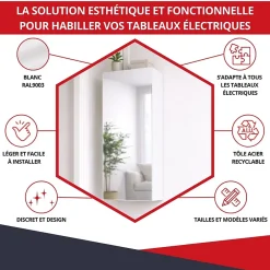 Atole Coffret d'habillage 13 modules en acier blanc avec porte miroir - H 79 x L 34 x P 14,5 cm - Réf. RCH300MIR