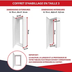 Atole Coffret d'habillage 13 modules en acier blanc avec porte miroir - H 79 x L 34 x P 14,5 cm - Réf. RCH300MIR