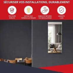 Atole Porte Et Cache Tableau Électrique-Coffret d'habillage 13 modules en acier noir avec porte miroir - H 79 x L 34 x P 14,5 cm - Réf. RCH300MIRNR