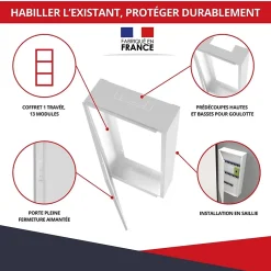 Atole Coffret d'habillage 13 modules en acier blanc pour tableaux éléctriques - H 1170 x L 340 x P 140 mm - Réf. RCH600