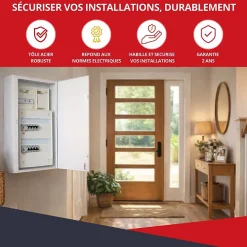 Atole Porte Et Cache Tableau Électrique-Coffret d'habillage 13 modules en acier blanc pour tableaux éléctriques - H 670 x L 340 x P 140 mm - Réf. RCH200