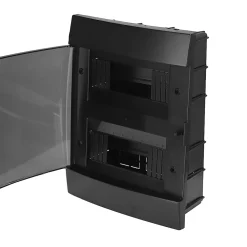 Horoz Electric Coffret électrique encastré 16 modules Tableau électrique nu noir fumé, 215 x 290,5 x 110 mm, HOROZ