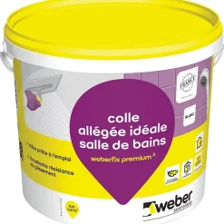 Weber Colle allégée pour carrelage spéciale salle de bain .FIX PREMIUM ² (D2 ET) - Le Seau de 17 Kg - BLANC