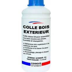 Codève Bois Colle-Colle Bois Exterieur - 1 L - Codeve Bois - Pour L'assemblage De Votre Bois Soumis à L'eau Et à L'humidité En Extérieur.