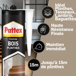 Pattex Colle-Colle bois plinthes & menuiserie 380g, lot de 3