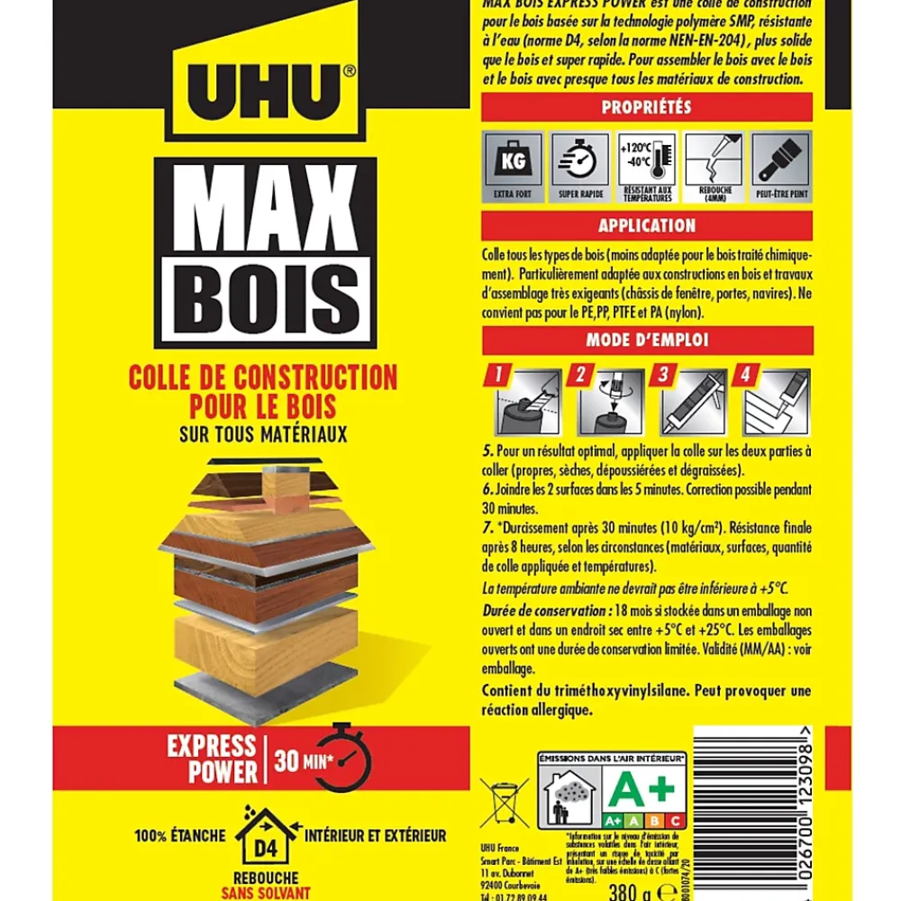 UHU Colle-Colle à bois sans PU , cartouche 380g