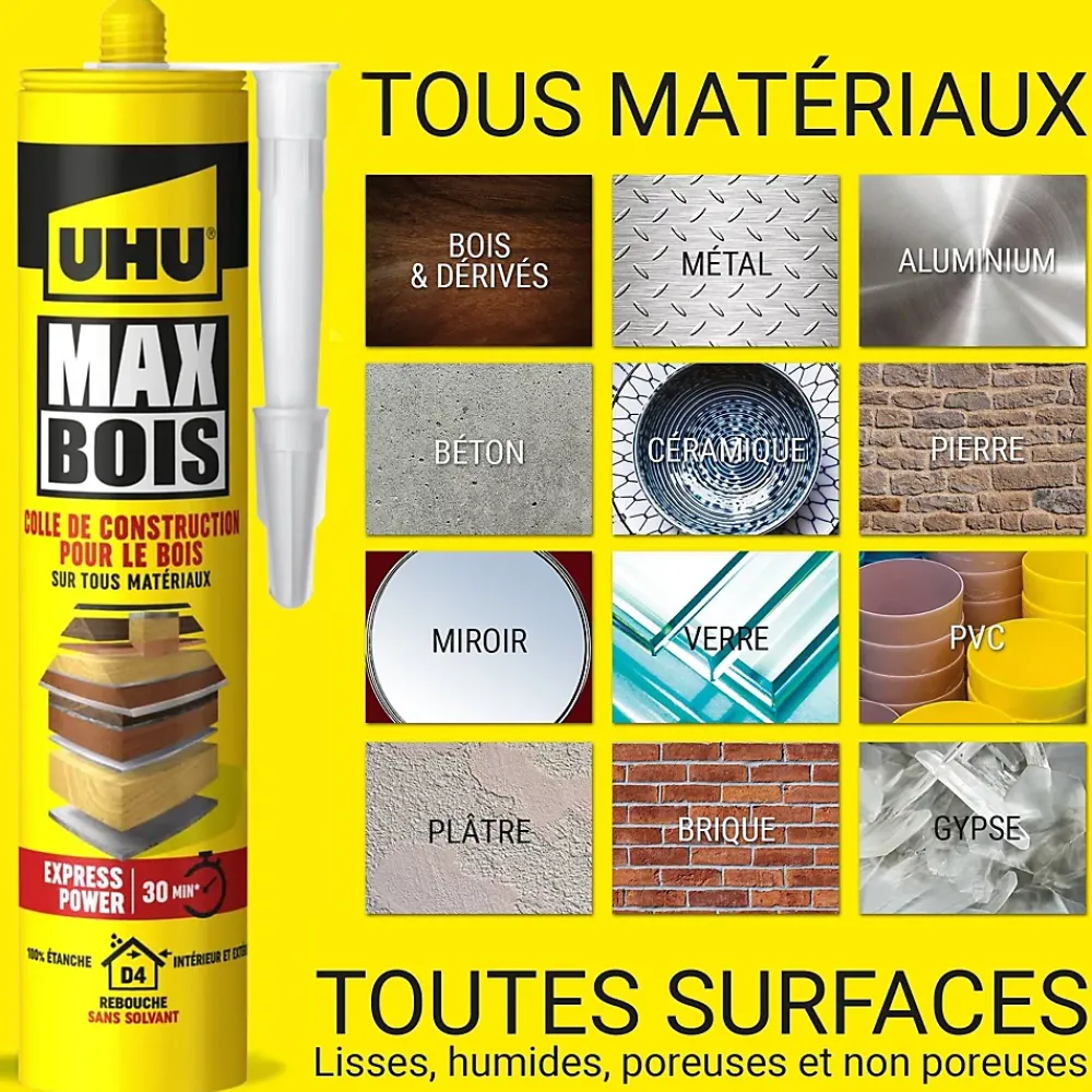 UHU Colle-Colle à bois sans PU , cartouche 380g