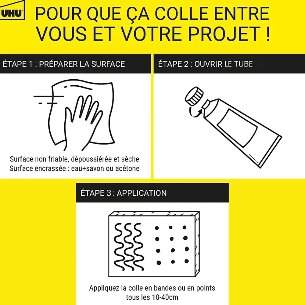 UHU Colle-Colle à bois transparente , tube 85g