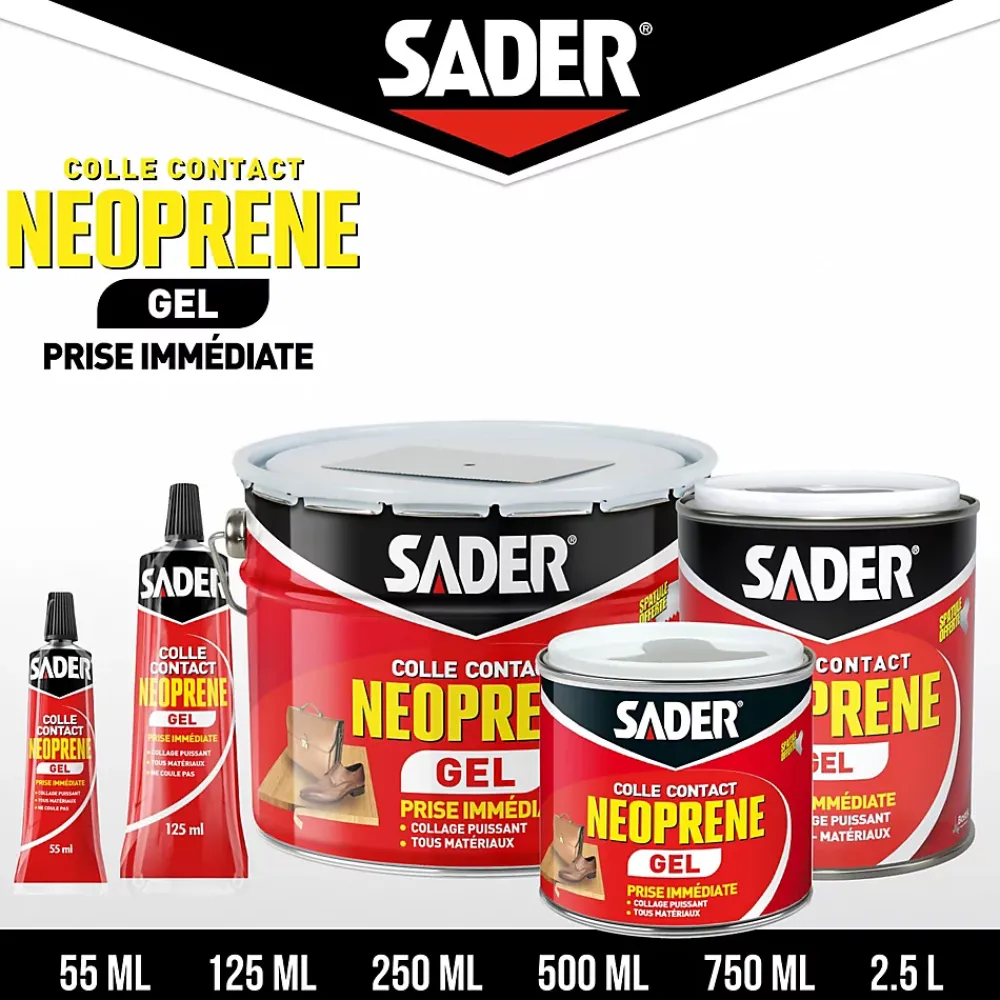 Sader Colle-Colle contact néoprène en gel tous matériaux seau de 2.5 litres