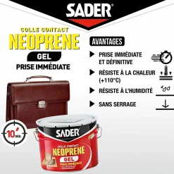 Sader Colle-Colle contact néoprène en gel tous matériaux seau de 2.5 litres