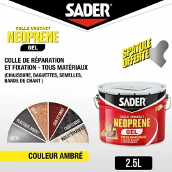 Sader Colle-Colle contact néoprène en gel tous matériaux seau de 2.5 litres