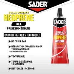 Sader Colle-Colle contact néoprène en gel tous matériaux tube de 125 ml